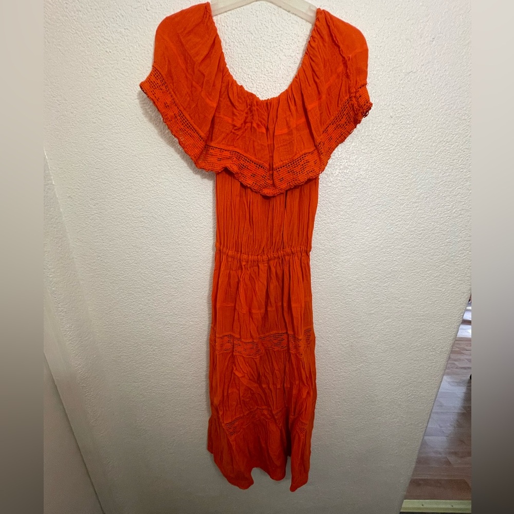 Mexican folk dress orange size large